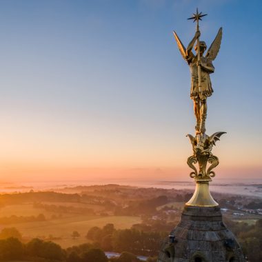 The Archangel Saint Michael from the bell tower of the Church of Saint Michel Mont Mercure in Sèvremont in Vendée