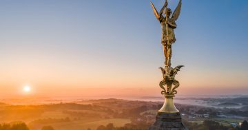 The Archangel Saint Michael from the bell tower of the Church of Saint Michel Mont Mercure in Sèvremont